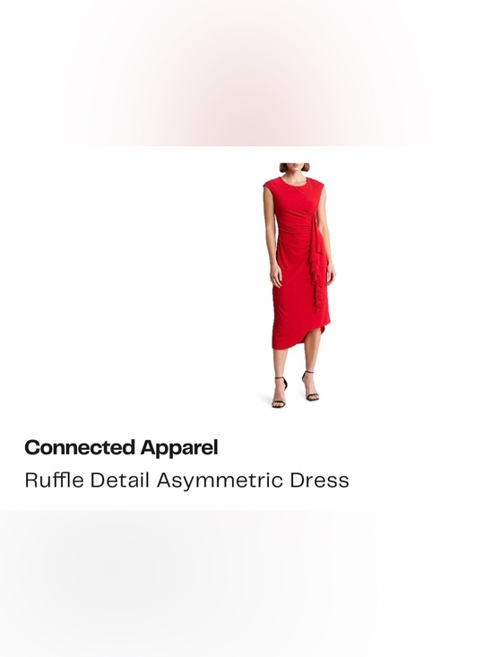 connected apparel Dresses & Skirts - EUC Connected Apparel Red Ruffle Detail Asymmetric Dress